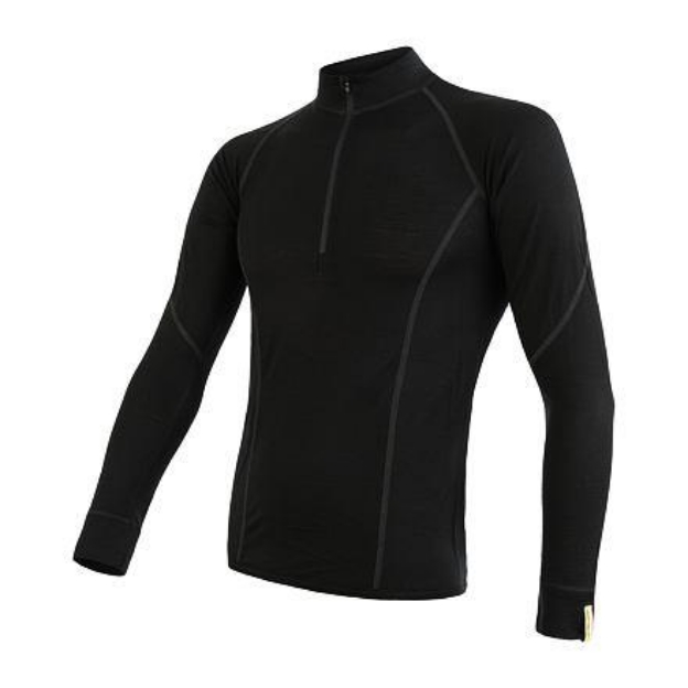 Obrázek SENSOR MERINO ACTIVE pánské triko dl.rukáv stoják zip černá