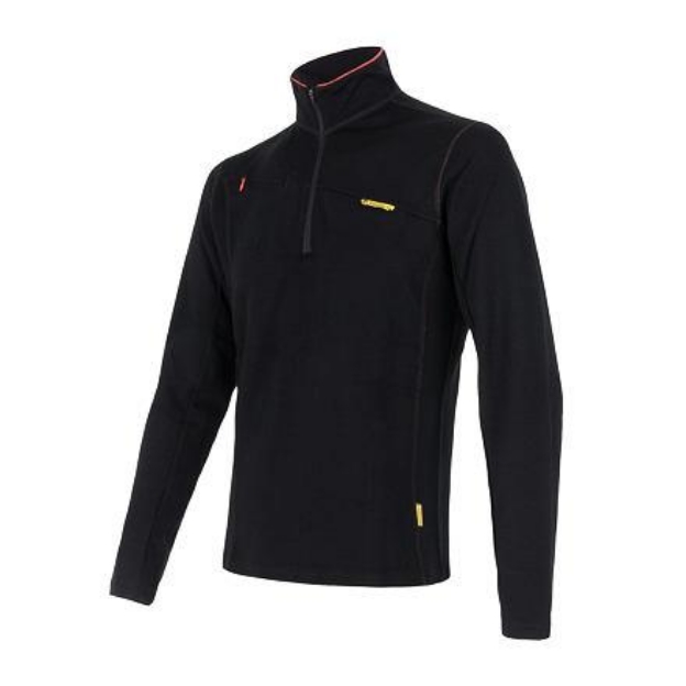 Obrázek SENSOR MERINO UPPER pánská mikina krátký zip černá