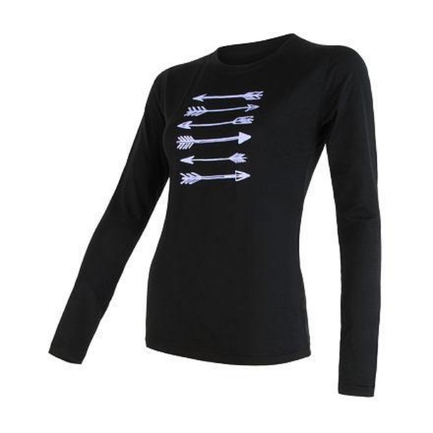 Obrázek SENSOR MERINO ACTIVE ARROWS dámské triko dl.rukáv černá