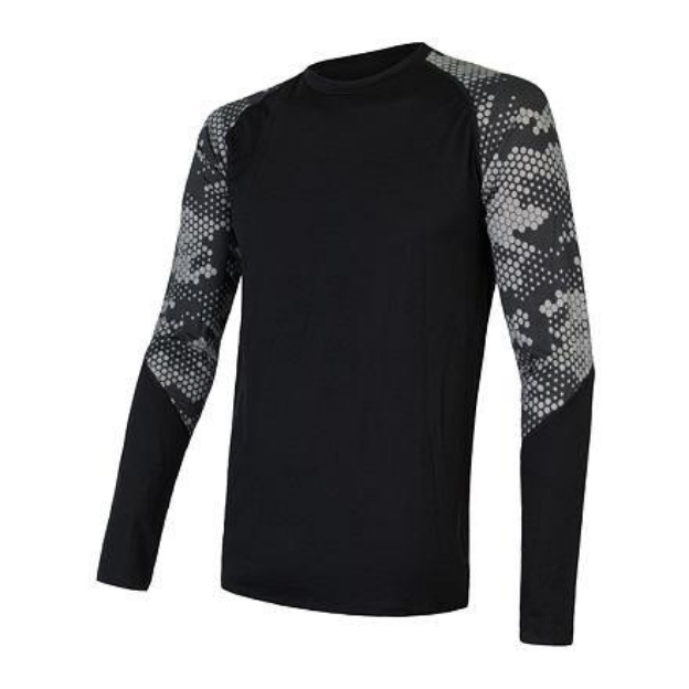 Obrázek SENSOR MERINO IMPRESS pánské triko dl.rukáv černá/honeycomb