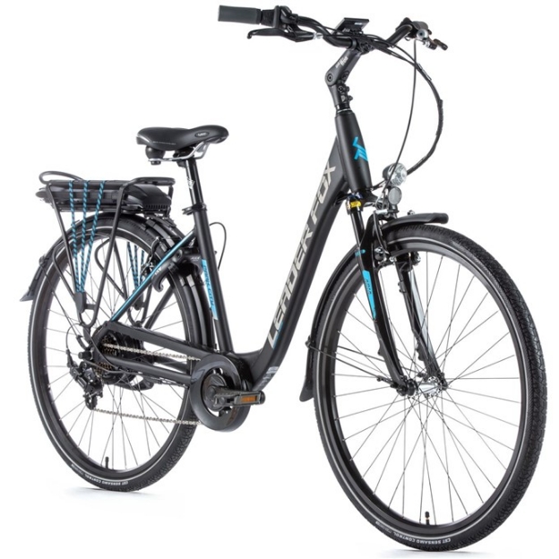 Obrázek Elektrokolo Leader Fox PARK CITY 28" 2020 ČERNÁ MAT/MODRÁ