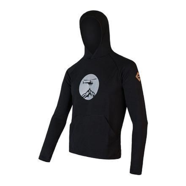 Obrázek SENSOR MERINO UPPER HELI pánská mikina klokanka černá