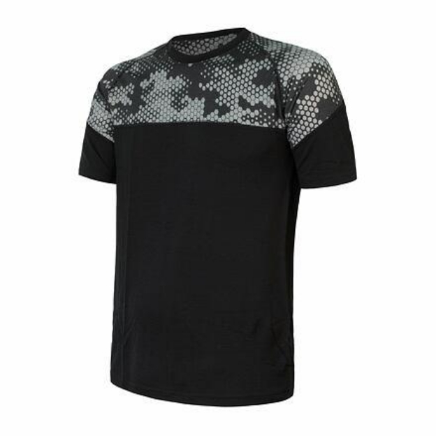 Obrázek SENSOR MERINO IMPRESS pánské triko kr.rukáv černá/honeycomb