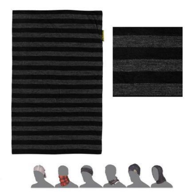Obrázek SENSOR TUBE MERINO ACTIVE šátek multifunkční černá/šedá pruhy