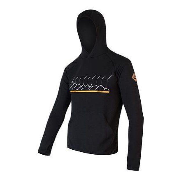 Obrázek SENSOR MERINO UPPER RJ pánská mikina klokanka černá