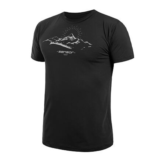 Obrázek SENSOR COOLMAX TECH MOUNTAINS pánské triko kr.rukáv černá
