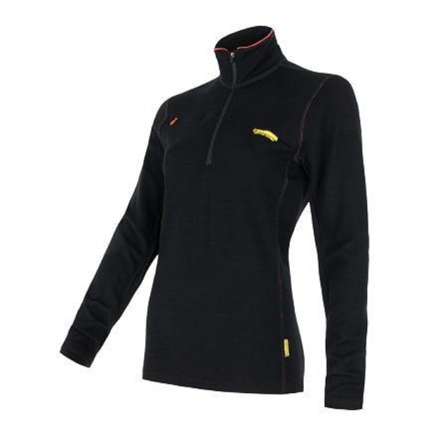 Obrázek SENSOR MERINO UPPER dámská mikina krátký zip černá